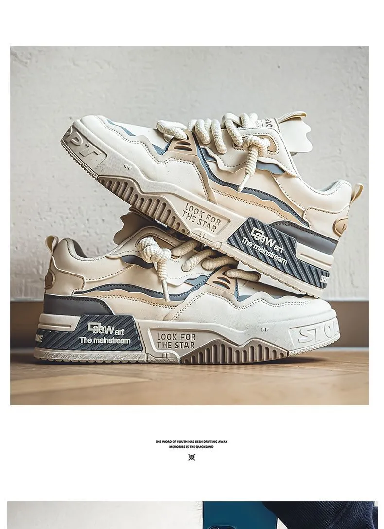 Men's Plus Size Leather Sneakers 2025 - Casual Sports Shoes with Thick Sole for Height Increase - Size 46 showcase 1