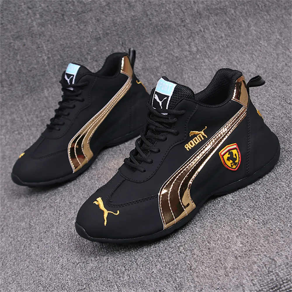 Men's Leather Casual Sports Shoes - Low Top Fashion Sneakers, Comfortable Soft Sole Walking Shoes for Everyday Wear thumbnail 6