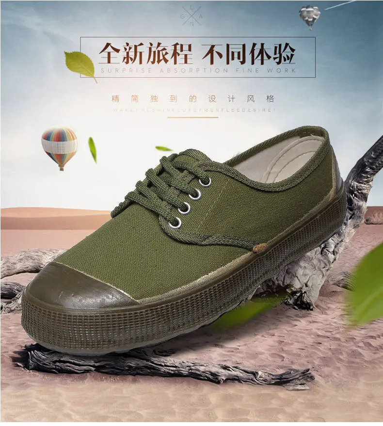 Men's Canvas Work Shoes Spring Autumn Lightweight Breathable Sneakers Yellow Rubber Sole Construction Site Labor Protection Farmland Training showcase 2