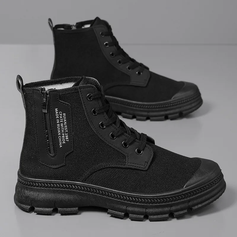 Men's Canvas Work Shoes Spring Autumn Lightweight Breathable Sneakers Yellow Rubber Sole Construction Site Labor Protection Farmland Training thumbnail 10