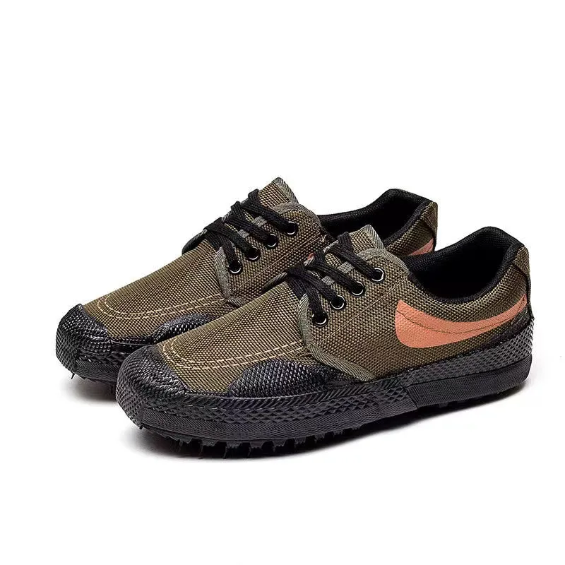 Men's Vulcanized Camouflage Training Shoes - Non-Slip, Wear-Resistant Rubber Sole, Breathable Low-Top Work & Military Shoes for Construction, Labor, and Outdoor Activities thumbnail 2