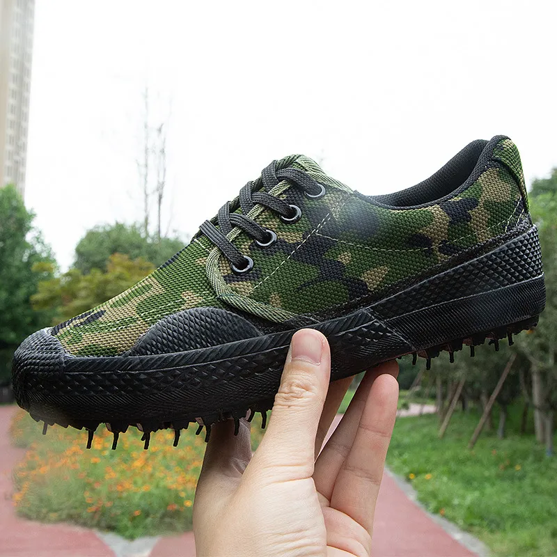 Men's Vulcanized Camouflage Training Shoes - Non-Slip, Wear-Resistant Rubber Sole, Breathable Low-Top Work & Military Shoes for Construction, Labor, and Outdoor Activities thumbnail 8