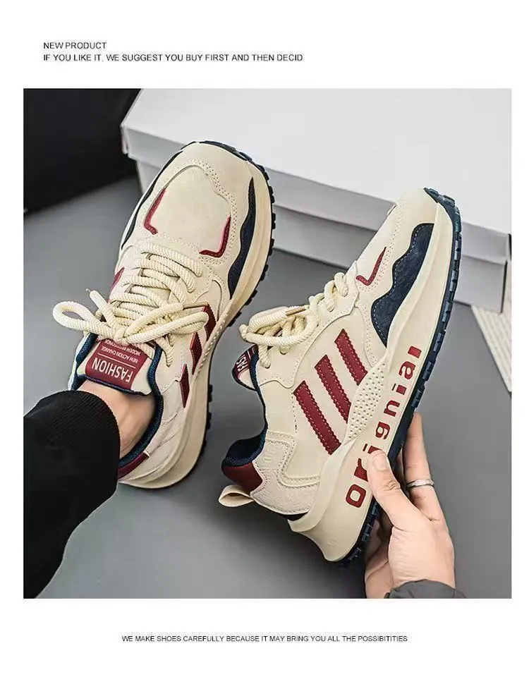 Men's Chunky Sneakers Platform Height Increasing Casual Sports Shoes Retro Style Lace-Up Walking Trainers Fashionable Dad Shoes for Men showcase 11