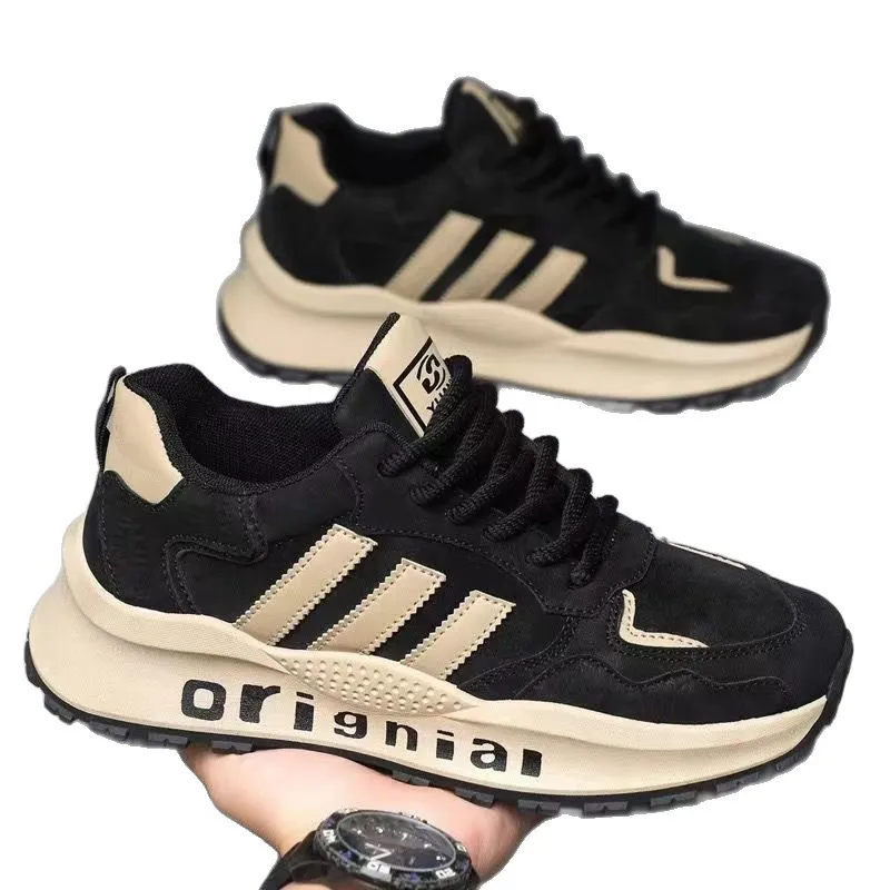 Men's Chunky Sneakers Platform Height Increasing Casual Sports Shoes Retro Style Lace-Up Walking Trainers Fashionable Dad Shoes for Men thumbnail 5
