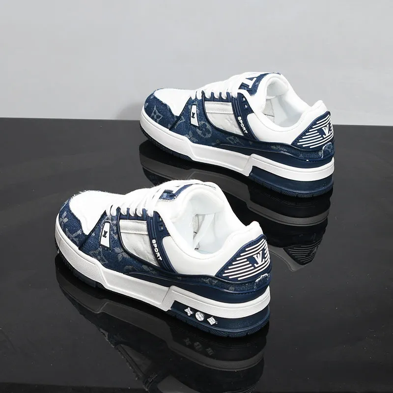 Men's and Women's Leather Panel Sneakers: Breathable, Versatile Casual Shoes with Thick Soles for Height Increase - Trendy Couple Sports Footwear showcase 2