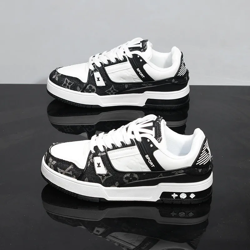 Men's and Women's Leather Panel Sneakers: Breathable, Versatile Casual Shoes with Thick Soles for Height Increase - Trendy Couple Sports Footwear showcase 6