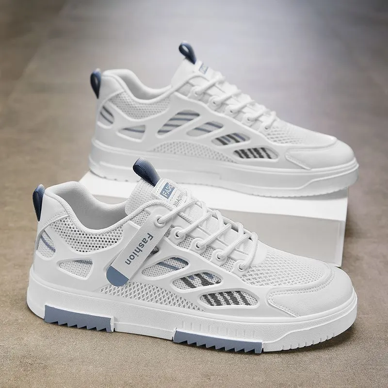 Men's Breathable Mesh Sneakers Summer 2025 - Lightweight Casual Sports Shoes, Trendy All-Match White Board Shoes for Students and Young Adults thumbnail 1