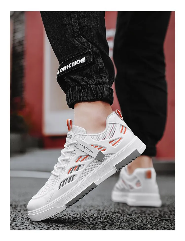 Men's Breathable Mesh Sneakers Summer 2025 - Lightweight Casual Sports Shoes, Trendy All-Match White Board Shoes for Students and Young Adults showcase 5