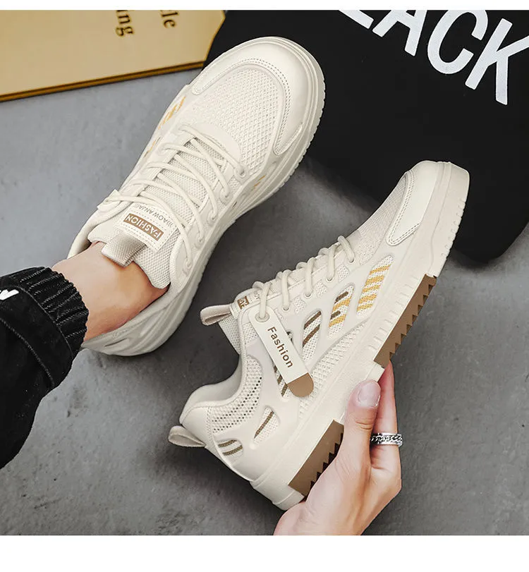 Men's Breathable Mesh Sneakers Summer 2025 - Lightweight Casual Sports Shoes, Trendy All-Match White Board Shoes for Students and Young Adults showcase 8