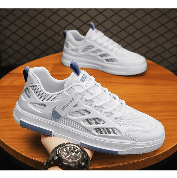 Men's Breathable Mesh Sneakers Summer 2025 - Lightweight Casual Sports Shoes, Trendy All-Match White Board Shoes for Students and Young Adults showcase 3