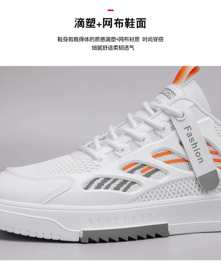 Men's Breathable Mesh Sneakers Summer 2025 - Lightweight Casual Sports Shoes, Trendy All-Match White Board Shoes for Students and Young Adults showcase 14