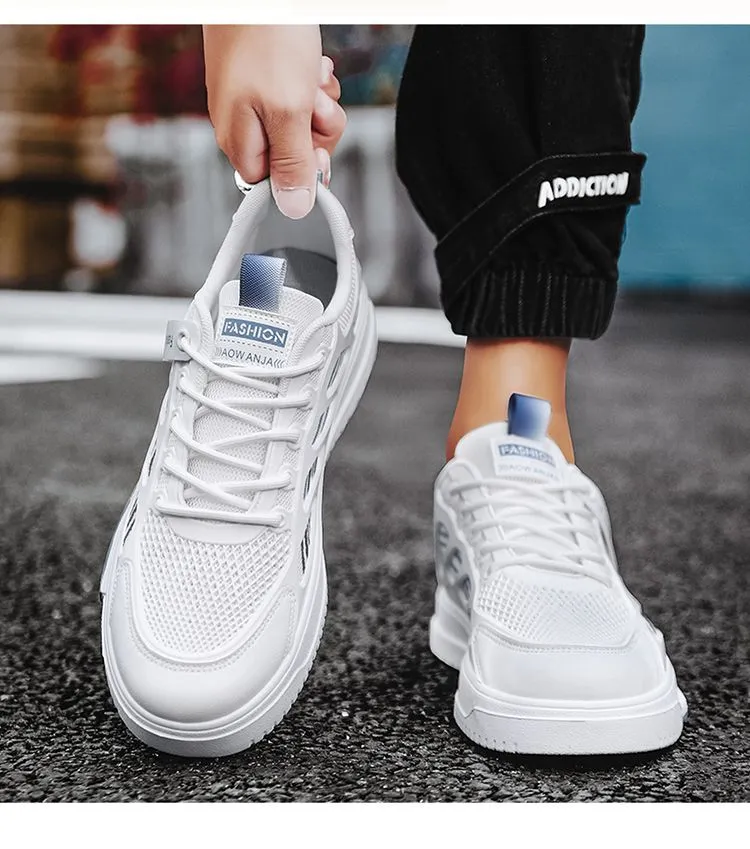 Men's Breathable Mesh Sneakers Summer 2025 - Lightweight Casual Sports Shoes, Trendy All-Match White Board Shoes for Students and Young Adults showcase 10