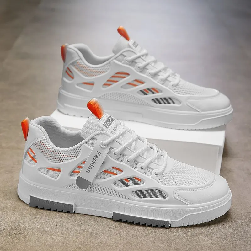 Men's Breathable Mesh Sneakers Summer 2025 - Lightweight Casual Sports Shoes, Trendy All-Match White Board Shoes for Students and Young Adults thumbnail 2
