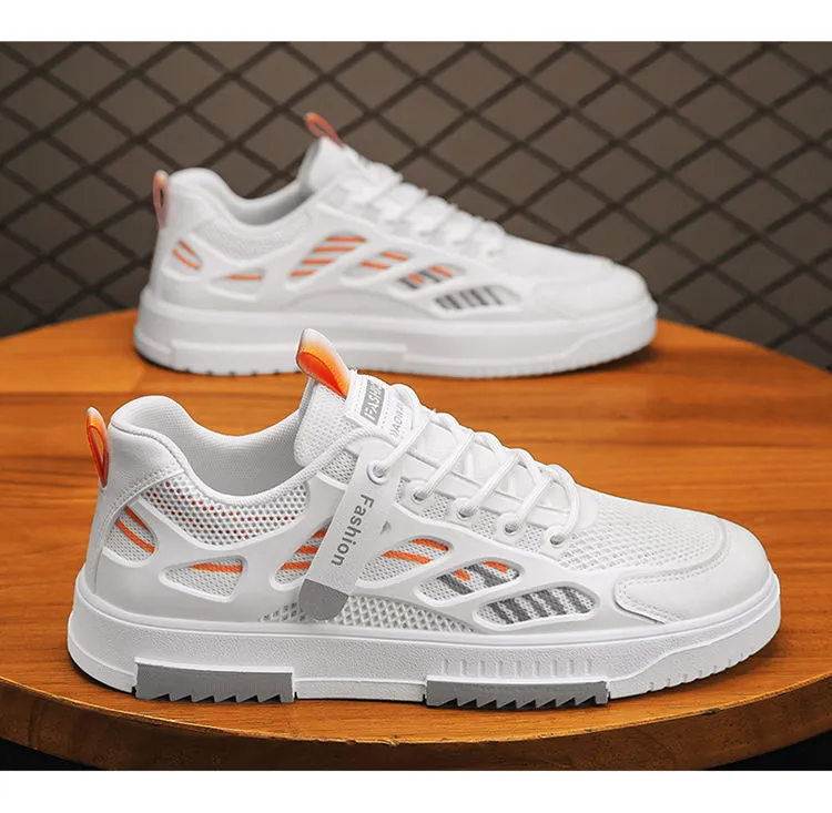 Men's Breathable Mesh Sneakers Summer 2025 - Lightweight Casual Sports Shoes, Trendy All-Match White Board Shoes for Students and Young Adults showcase 2