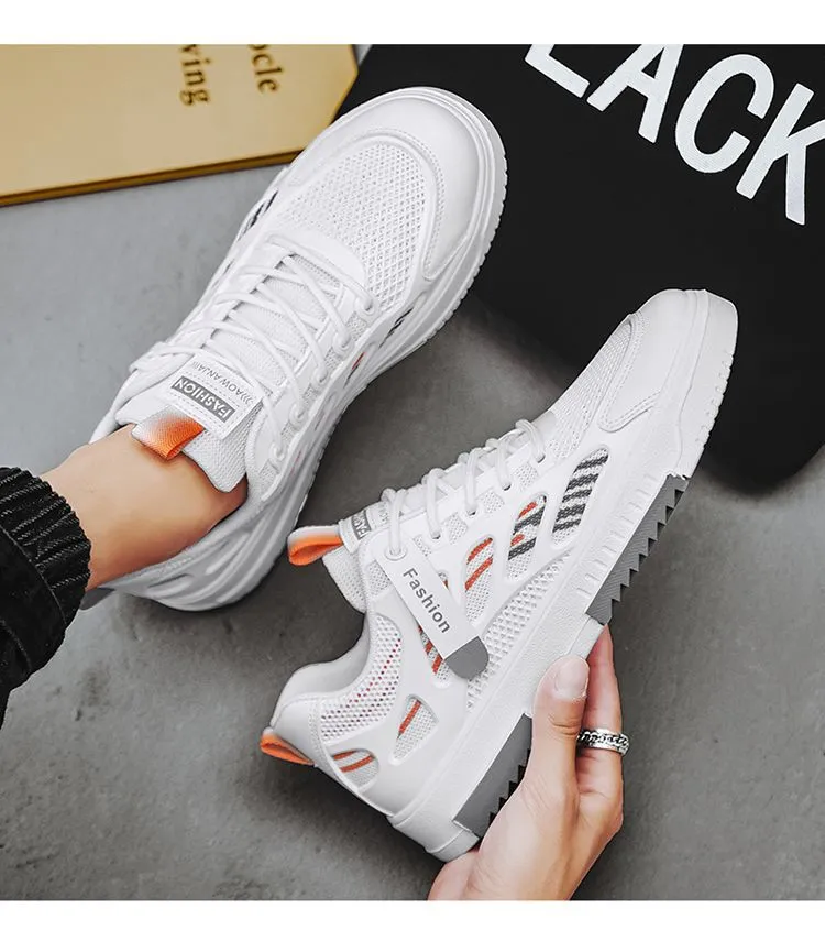 Men's Breathable Mesh Sneakers Summer 2025 - Lightweight Casual Sports Shoes, Trendy All-Match White Board Shoes for Students and Young Adults showcase 6