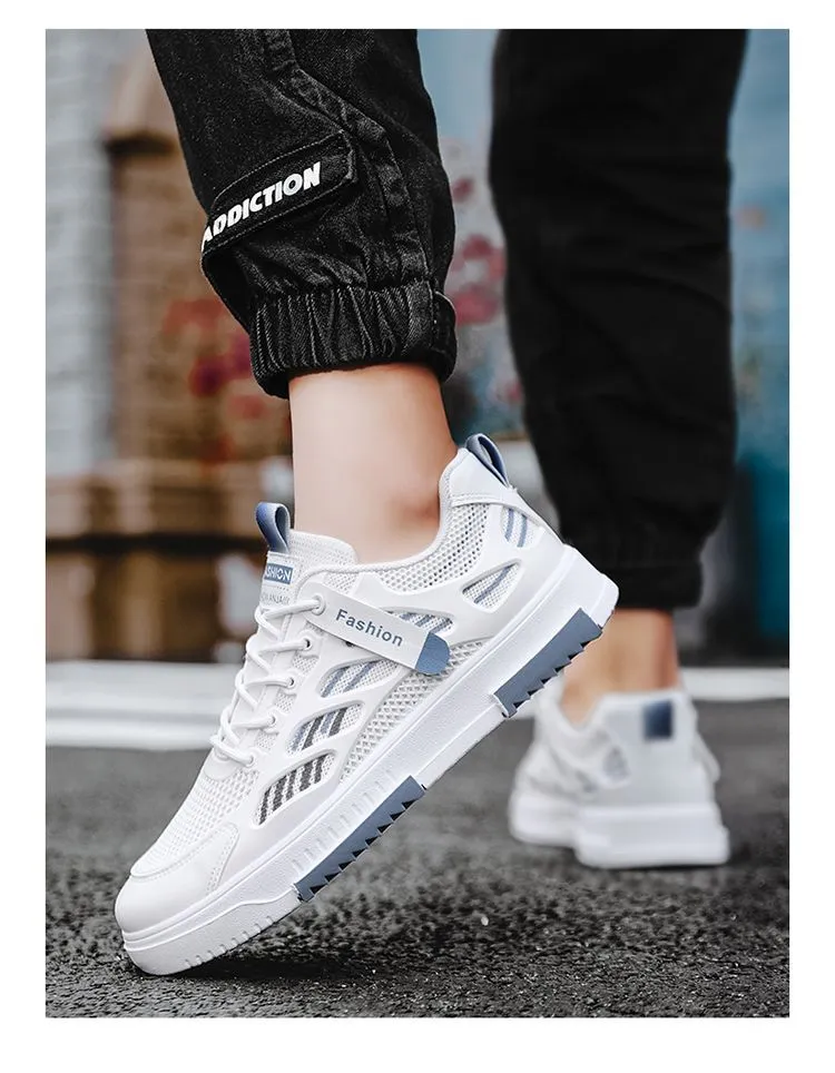 Men's Breathable Mesh Sneakers Summer 2025 - Lightweight Casual Sports Shoes, Trendy All-Match White Board Shoes for Students and Young Adults showcase 9