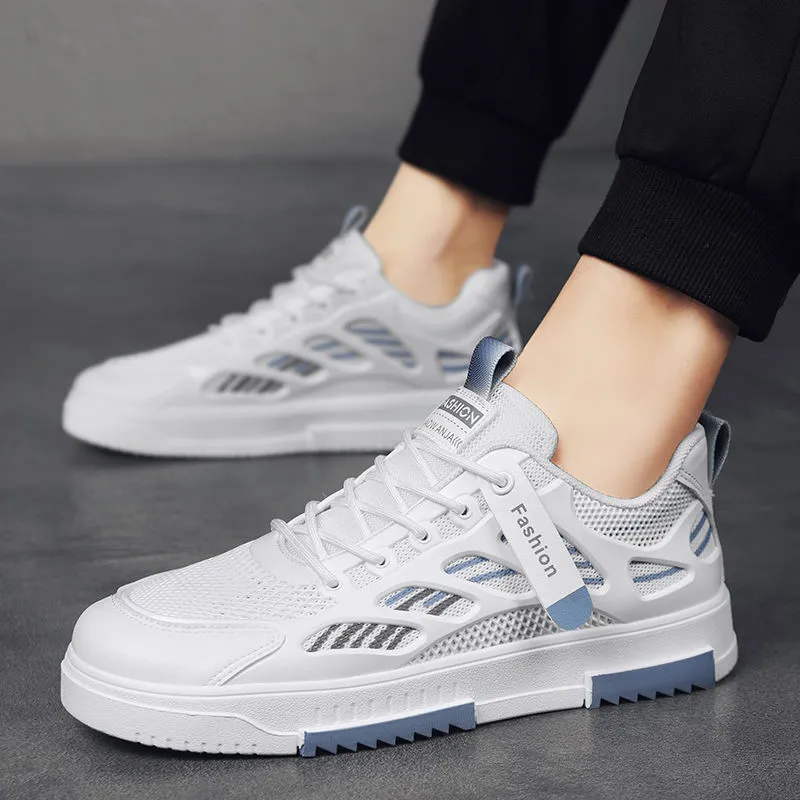 Men's Breathable Mesh Sneakers Summer 2025 - Lightweight Casual Sports Shoes, Trendy All-Match White Board Shoes for Students and Young Adults thumbnail 4