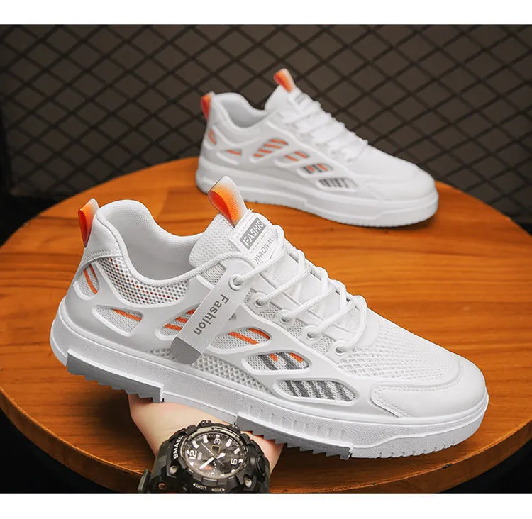 Men's Breathable Mesh Sneakers Summer 2025 - Lightweight Casual Sports Shoes, Trendy All-Match White Board Shoes for Students and Young Adults showcase 1