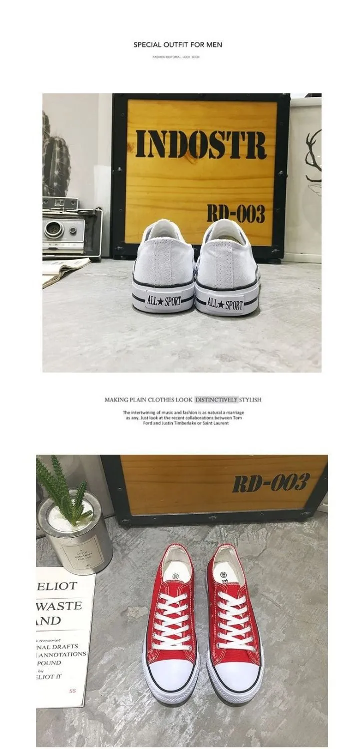 Men's Canvas Sneakers Low Top Casual Shoes - Trendy Harajuku Vintage Style - All-Match Student Sneakers for Spring and Autumn showcase 7