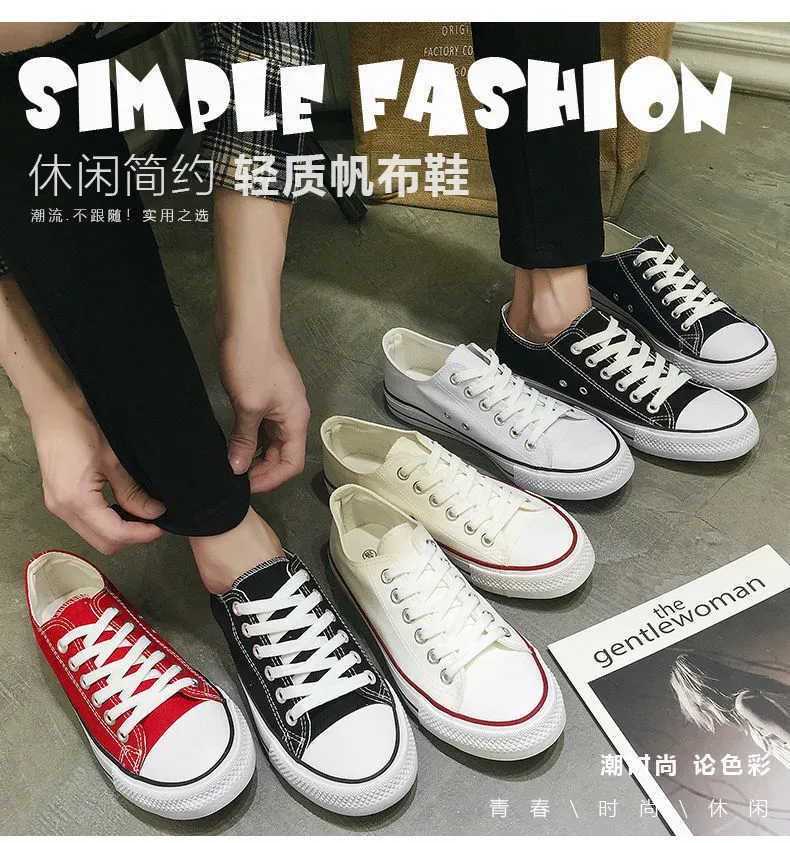 Men's Canvas Sneakers Low Top Casual Shoes - Trendy Harajuku Vintage Style - All-Match Student Sneakers for Spring and Autumn showcase 1