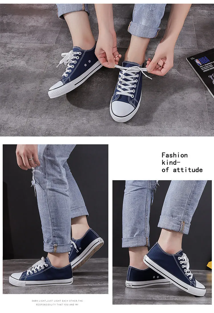 Men's Canvas Sneakers Low Top Casual Shoes - Trendy Harajuku Vintage Style - All-Match Student Sneakers for Spring and Autumn showcase 17