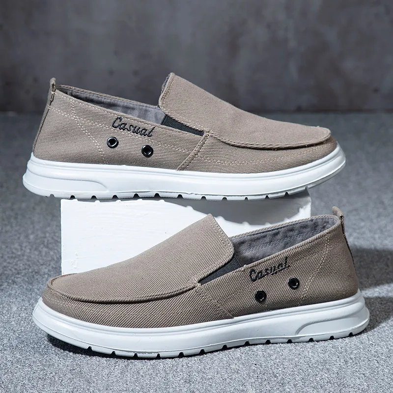 Men's Extra Large Size Canvas Shoes - Slip-on Style, Lightweight & Soft Sole, Casual Board Shoes for Sizes 45-48, Comfortable Dad Car Shoes thumbnail 3