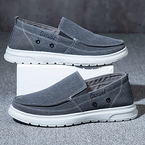 Men's Extra Large Size Canvas Shoes - Slip-on Style, Lightweight & Soft Sole, Casual Board Shoes for Sizes 45-48, Comfortable Dad Car Shoes
