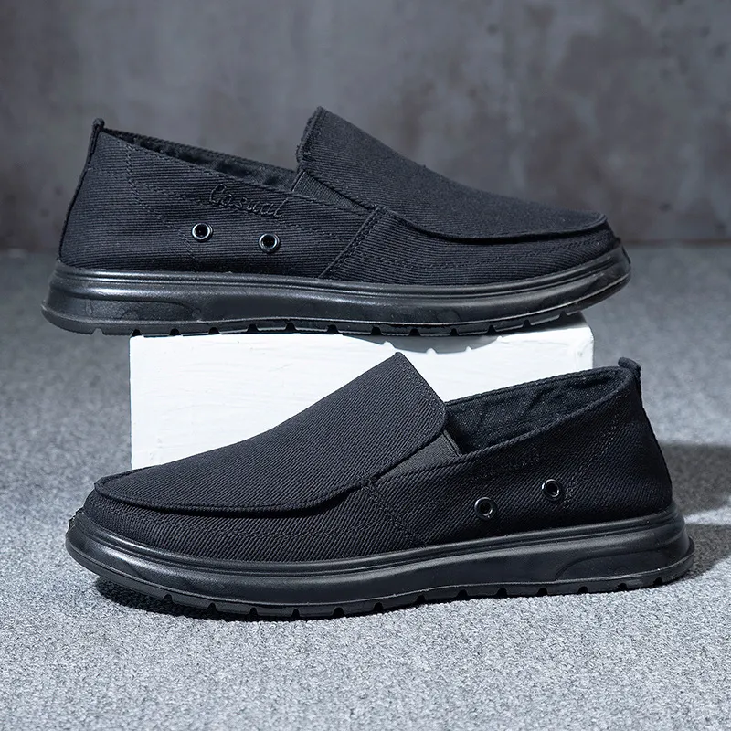 Men's Extra Large Size Canvas Shoes - Slip-on Style, Lightweight & Soft Sole, Casual Board Shoes for Sizes 45-48, Comfortable Dad Car Shoes thumbnail 4