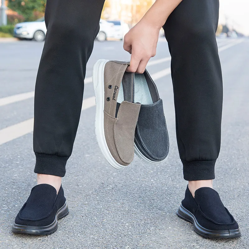 Men's Extra Large Size Canvas Shoes - Slip-on Style, Lightweight & Soft Sole, Casual Board Shoes for Sizes 45-48, Comfortable Dad Car Shoes thumbnail 2