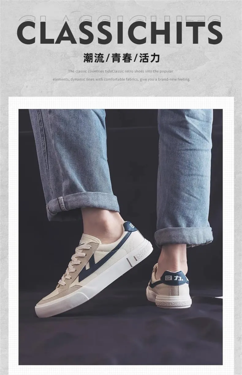 Men's Canvas Sneakers - Spring/Autumn Casual Sports Shoes - Pull-Back Style, White Student Shoes, Breathable Cloth Sneakers for Men showcase 3