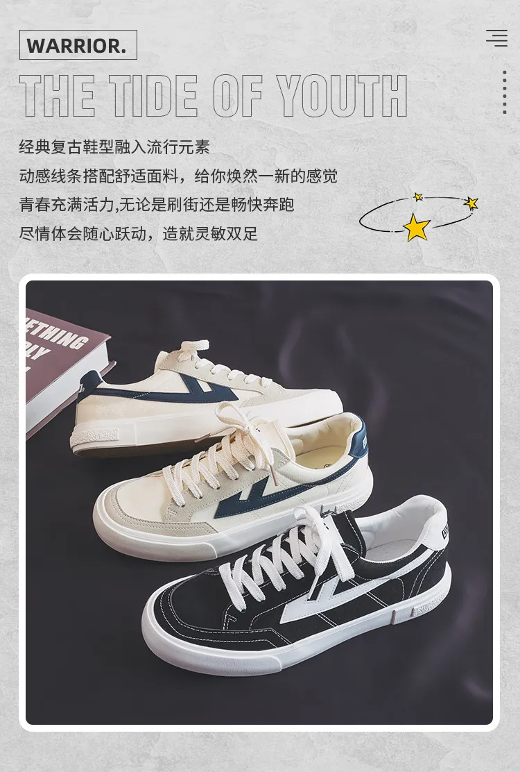 Men's Canvas Sneakers - Spring/Autumn Casual Sports Shoes - Pull-Back Style, White Student Shoes, Breathable Cloth Sneakers for Men showcase 2