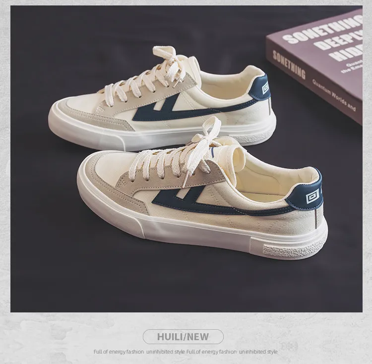 Men's Canvas Sneakers - Spring/Autumn Casual Sports Shoes - Pull-Back Style, White Student Shoes, Breathable Cloth Sneakers for Men showcase 20