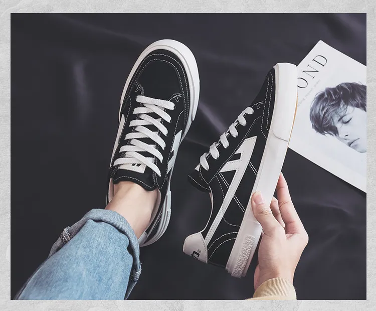 Men's Canvas Sneakers - Spring/Autumn Casual Sports Shoes - Pull-Back Style, White Student Shoes, Breathable Cloth Sneakers for Men showcase 12