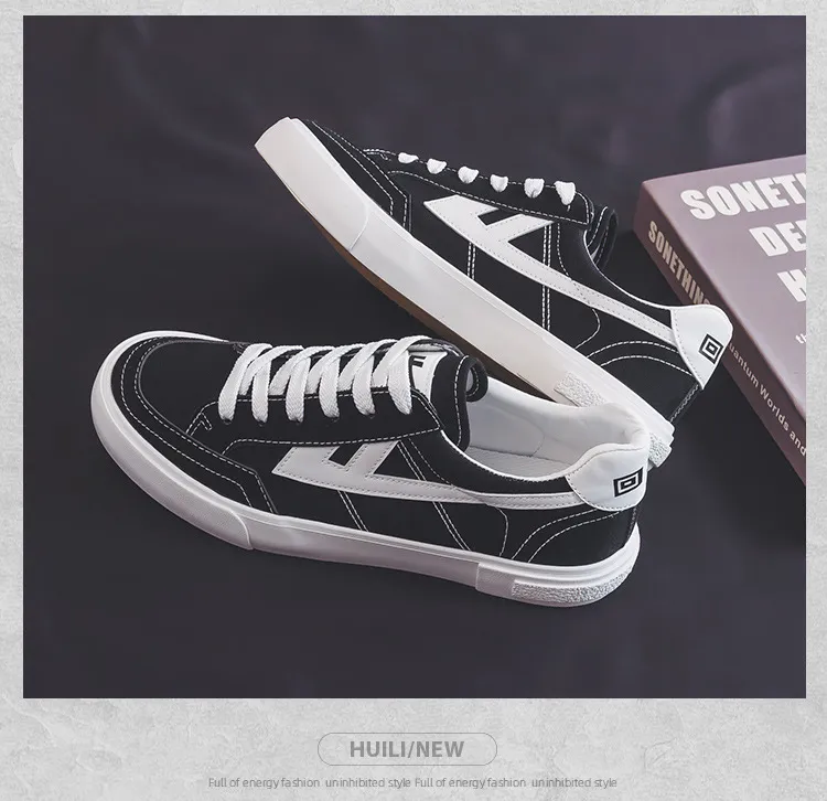 Men's Canvas Sneakers - Spring/Autumn Casual Sports Shoes - Pull-Back Style, White Student Shoes, Breathable Cloth Sneakers for Men showcase 18