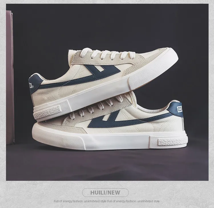 Men's Canvas Sneakers - Spring/Autumn Casual Sports Shoes - Pull-Back Style, White Student Shoes, Breathable Cloth Sneakers for Men showcase 19