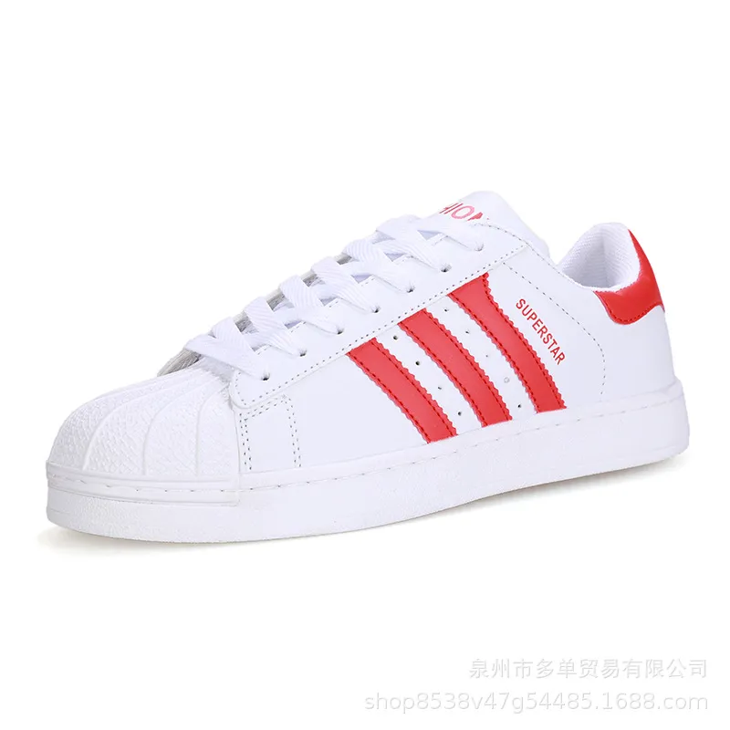 Gold Label Shell Toe White Sneakers - Trendy Fashion Unisex Low-Top Comfortable Middle School Shoes with Three Stripes thumbnail 9