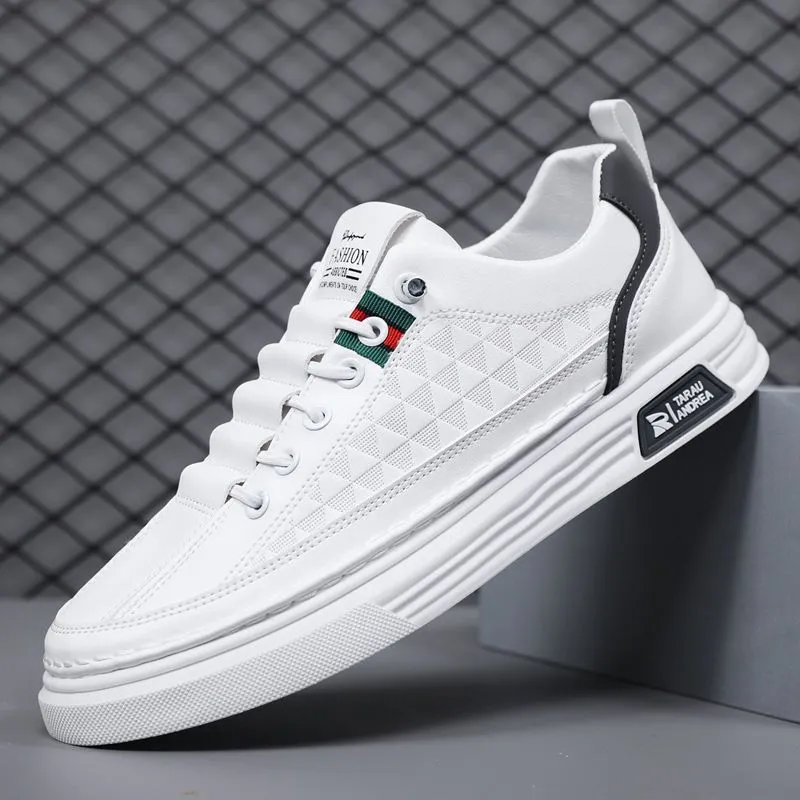 Men's White Sneakers 2024 - Breathable Trendy Casual Slip-On Shoes for Business, All-Match Fashion, Spring Season thumbnail 1