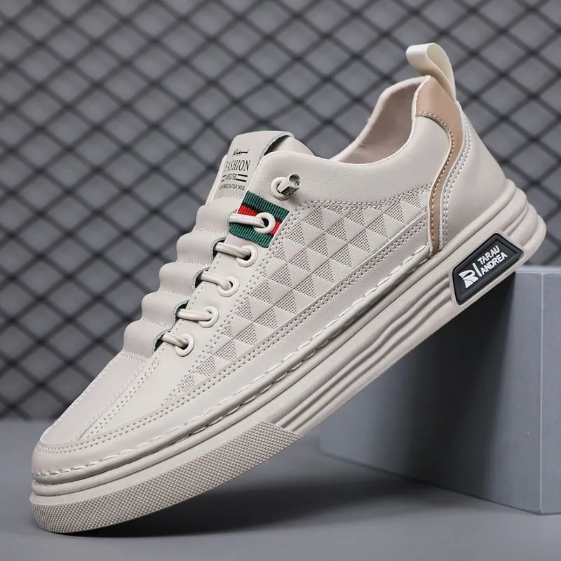 Men's White Sneakers 2024 - Breathable Trendy Casual Slip-On Shoes for Business, All-Match Fashion, Spring Season thumbnail 2