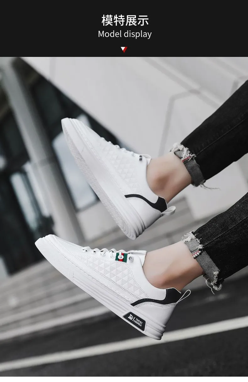 Men's White Sneakers 2024 - Breathable Trendy Casual Slip-On Shoes for Business, All-Match Fashion, Spring Season showcase 1