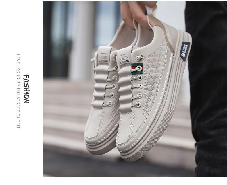 Men's White Sneakers 2024 - Breathable Trendy Casual Slip-On Shoes for Business, All-Match Fashion, Spring Season showcase 11