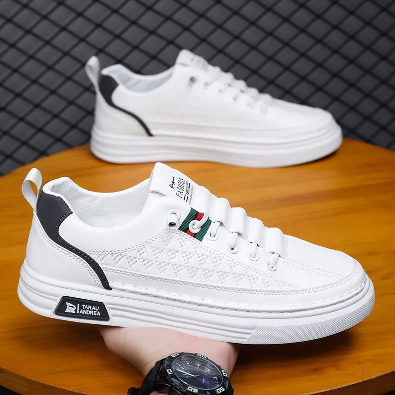 Men's White Sneakers 2024 - Breathable Trendy Casual Slip-On Shoes for Business, All-Match Fashion, Spring Season thumbnail 5