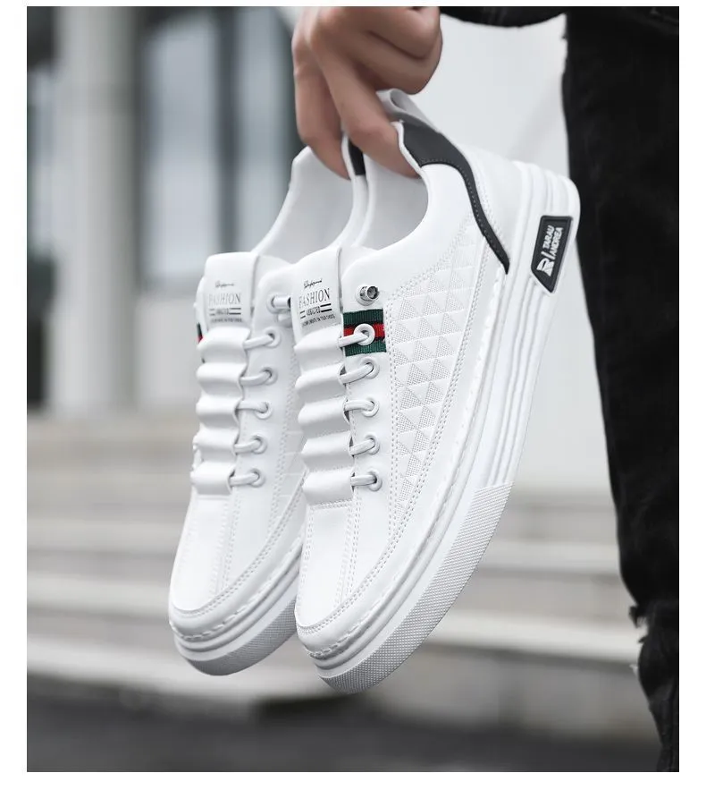 Men's White Sneakers 2024 - Breathable Trendy Casual Slip-On Shoes for Business, All-Match Fashion, Spring Season showcase 4