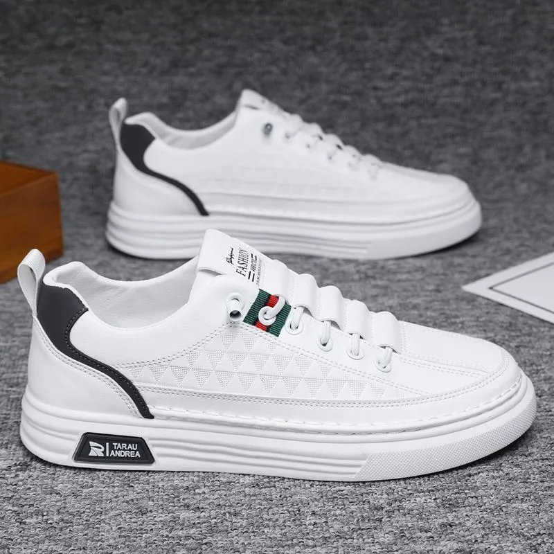 Men's White Sneakers 2024 - Breathable Trendy Casual Slip-On Shoes for Business, All-Match Fashion, Spring Season thumbnail 3