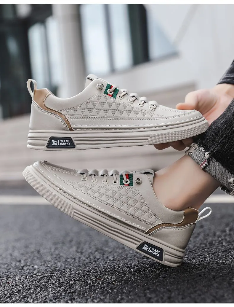 Men's White Sneakers 2024 - Breathable Trendy Casual Slip-On Shoes for Business, All-Match Fashion, Spring Season showcase 6