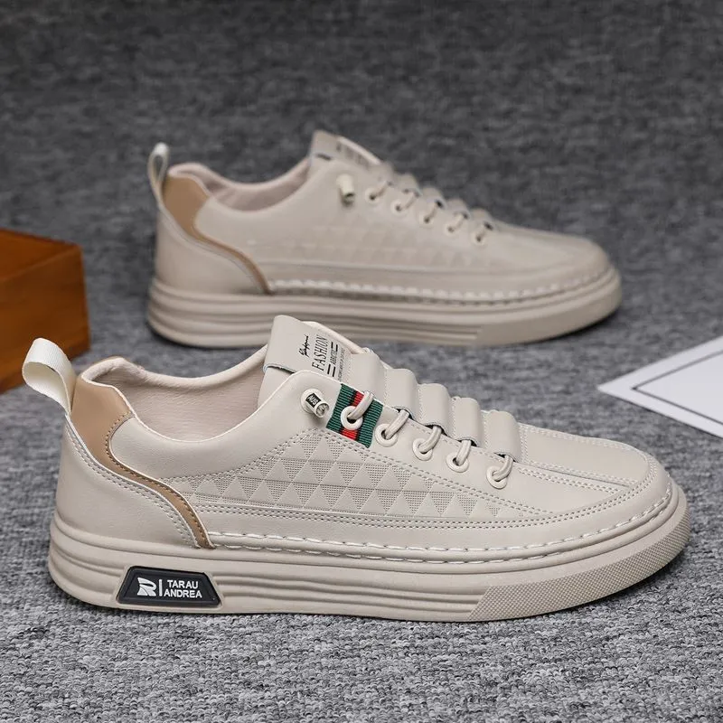 Men's White Sneakers 2024 - Breathable Trendy Casual Slip-On Shoes for Business, All-Match Fashion, Spring Season thumbnail 4