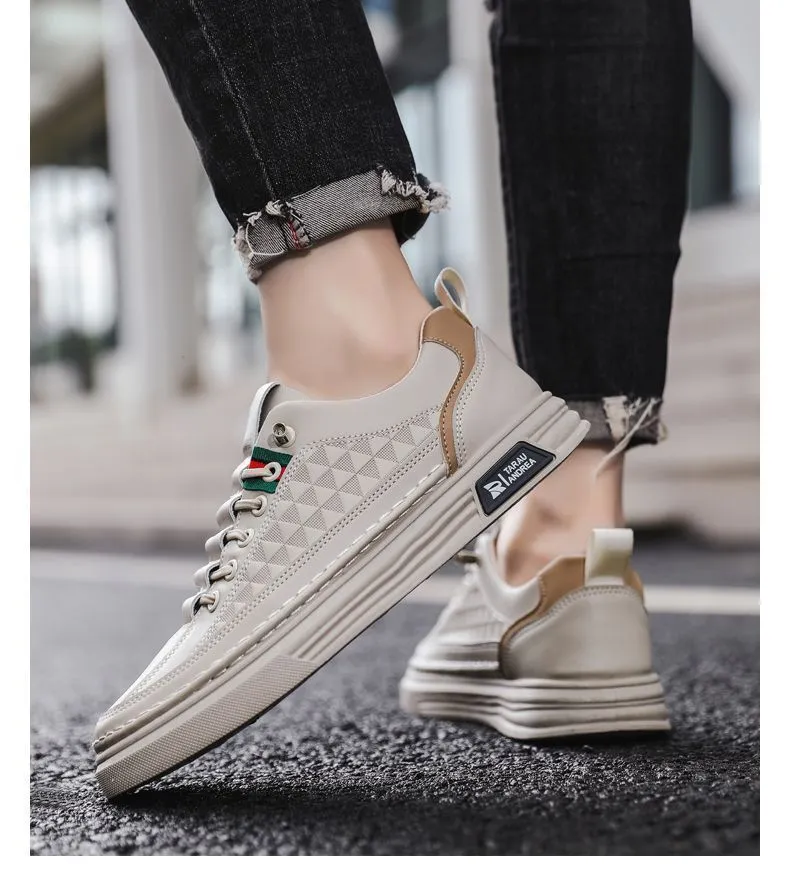 Men's White Sneakers 2024 - Breathable Trendy Casual Slip-On Shoes for Business, All-Match Fashion, Spring Season showcase 9
