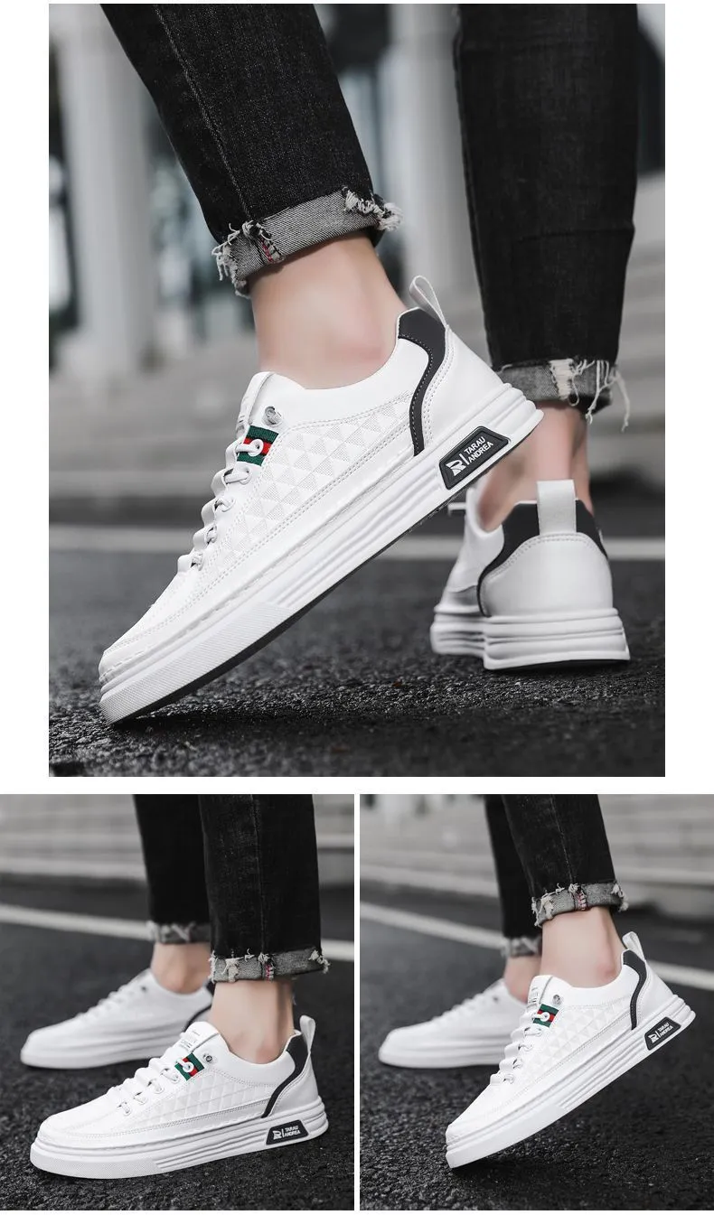 Men's White Sneakers 2024 - Breathable Trendy Casual Slip-On Shoes for Business, All-Match Fashion, Spring Season showcase 2
