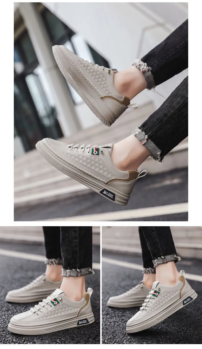 Men's White Sneakers 2024 - Breathable Trendy Casual Slip-On Shoes for Business, All-Match Fashion, Spring Season showcase 7