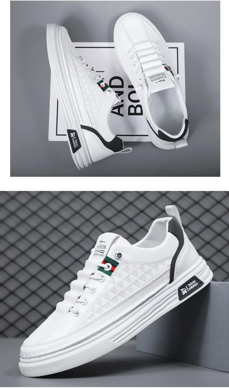 Men's White Sneakers 2024 - Breathable Trendy Casual Slip-On Shoes for Business, All-Match Fashion, Spring Season showcase 5