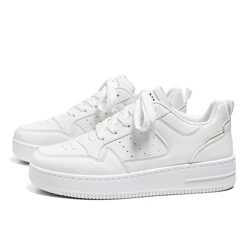 Men's Leather Sneakers Breathable Sports Casual Shoes - Youth Trendy Versatile Thick-Soled White Sneakers for Men Spring Fashion thumbnail 5